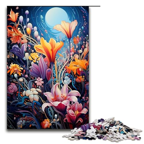 Puzzle für Erwachsene Bunte psychedelische Schneeglöckchen 1000 Teile Holzpuzzle für Kinder ab 12 Jahren Heimdekoration 1000 Teile (75 x 50 cm) von ouynngjing