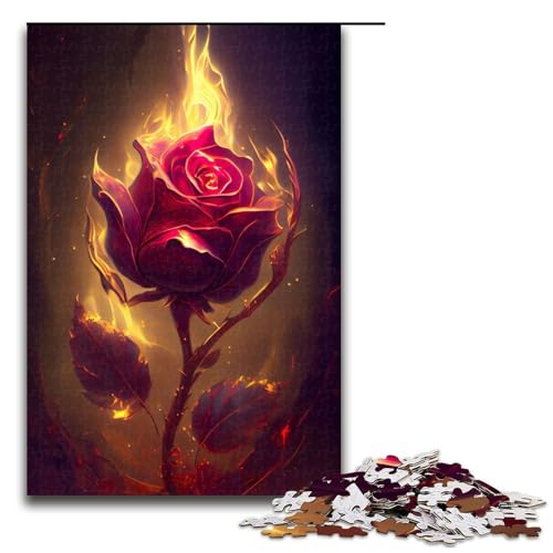 Puzzle für Erwachsene Burning Rose 1000 Teile Puzzle tolles Geschenk geeignet für Teenager ab 14 Jahren 1000 Teile (75 x 50 cm) von ouynngjing