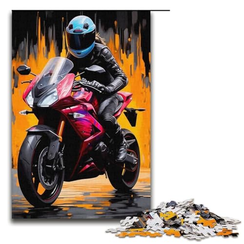 Puzzle für Erwachsene Coole Motorräder 1000teiliges Holzpuzzle für Kinder ab 12 Jahren Lernspielzeug 1000 Teile (38 x 26 cm) von ouynngjing