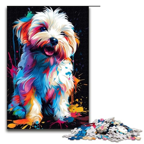 Puzzle für Erwachsene Coton de TuléarHundekunst 1000teiliges Holzpuzzle für Kinder ab 12 Jahren Lernspielzeug 1000 Teile (75 x 50 cm) von ouynngjing