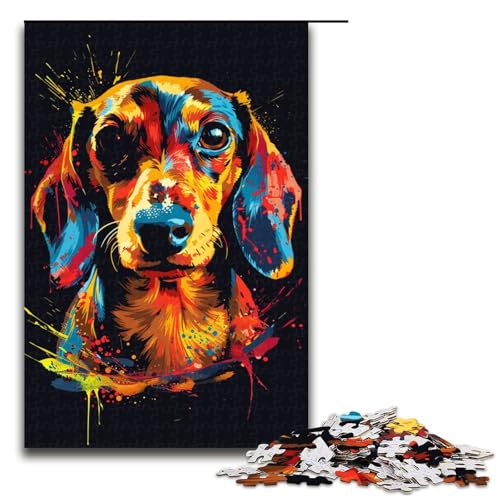 Puzzle für Erwachsene Dackel Hundekunst 1000 Teile Holzpuzzle für Erwachsene und Kinder ab 12 Jahren Lernspielzeug 1000 Teile (75 x 50 cm) von ouynngjing