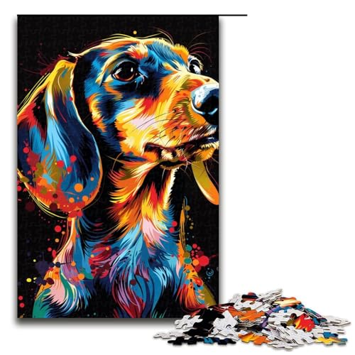 Puzzle für Erwachsene DackelHundekunst 1000 Teile Holzpuzzle für Erwachsene und Kinder ab 12 Jahren 1000 Teile (75 x 50 cm) von ouynngjing