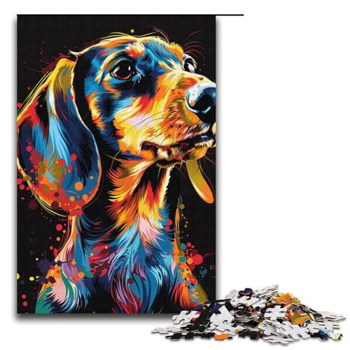 Puzzle für Erwachsene DackelHundekunst 1000teiliges Holzpuzzle für Kinder ab 12 Jahren Lernspielzeug 1000 Teile (38 x 26 cm) von ouynngjing