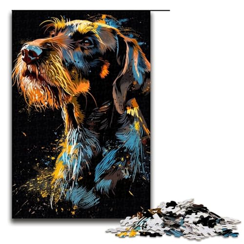 Puzzle für Erwachsene Deutscher DrahthaarHund Kunst 1000teiliges Holzpuzzle für Kinder ab 12 Jahren Lernspielzeug 1000 Teile (75 x 50 cm) von ouynngjing
