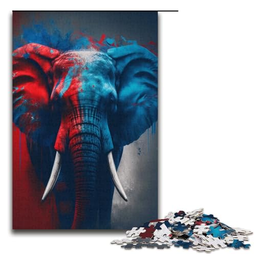 Puzzle für Erwachsene ElefantenGraffiti 1000 Teile Holzpuzzle für Erwachsene und Kinder ab 12 Jahren 1000 Teile (38 x 26 cm) von ouynngjing