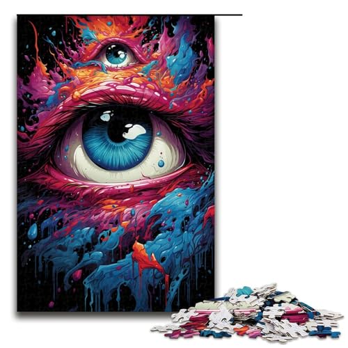 Puzzle für Erwachsene Farbe Fantasieaugen 1000 Teile Holzpuzzle für Kinder ab 12 Jahren anspruchsvolles Spiel 1000 Teile (75 x 50 cm) von ouynngjing