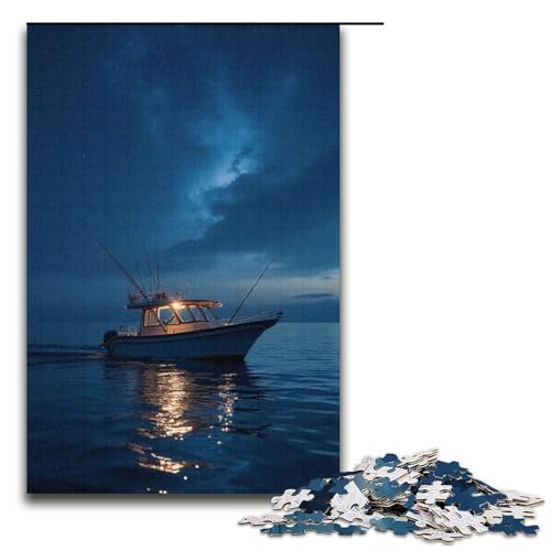 Puzzle für Erwachsene Fischer Angeln 1000 Teile Holzpuzzle für Kinder ab 12 Jahren Heimdekoration 1000 Teile (38 x 26 cm) von ouynngjing