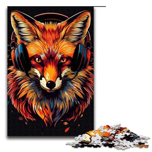 Puzzle für Erwachsene Fuchs mit Sonnenbrille 1000teiliges Holzpuzzle für Erwachsene und Kinder ab 12 Jahren 1000 Teile (75 x 50 cm) von ouynngjing