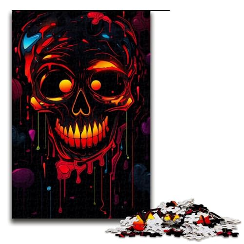 Puzzle für Erwachsene Funky Dark Skull 1000teiliges Holzpuzzle für Familienspiele 1000 Teile (75 x 50 cm) von ouynngjing