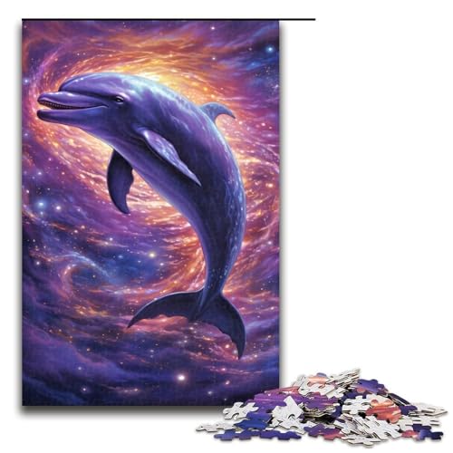 Puzzle für Erwachsene Galaxie Delfin 1000 Teile Holzpuzzle für Erwachsene und Kinder ab 12 Jahren Lernspielzeug 1000 Teile (75 x 50 cm) von ouynngjing