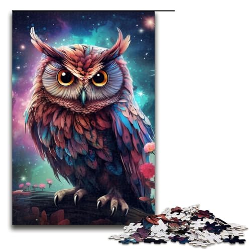 Puzzle für Erwachsene Galaxie Eule 1000 Teile Holzpuzzle für Kinder ab 12 Jahren Heimdekoration 1000 Teile (75 x 50 cm) von ouynngjing