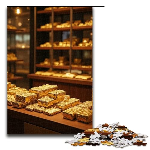 Puzzle für Erwachsene Gold Shop 1000-teiliges Holzpuzzle für Kinder ab 12 Jahren Heimdekoration 1000 Teile (75 x 50 cm) von ouynngjing