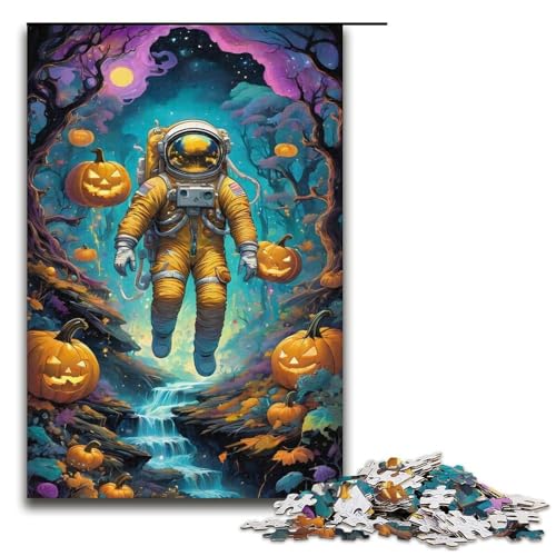 Puzzle für Erwachsene Halloween Astronaut 1000 teiliges Holzpuzzle für Familienspiele 1000 Teile (38 x 26 cm) von ouynngjing