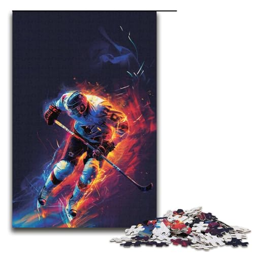 Puzzle für Erwachsene Hockeyspieler 1000 Teile Holzpuzzle für Erwachsene und Kinder ab 12 Jahren Lernspielzeug 1000 Teile (38 x 26 cm) von ouynngjing