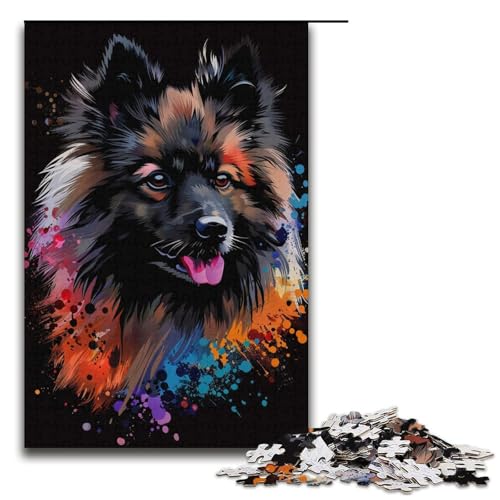 Puzzle für Erwachsene KeeshondHundekunst 1000 Teile Holzpuzzle für Erwachsene und Kinder ab 12 Jahren 1000 Teile (38 x 26 cm) von ouynngjing