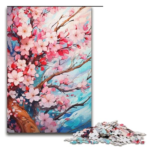 Puzzle für Erwachsene Kirschblüte 1000-teiliges Holzpuzzle für Kinder ab 12 Jahren Lernspielzeug 1000 Teile (38 x 26 cm) von ouynngjing