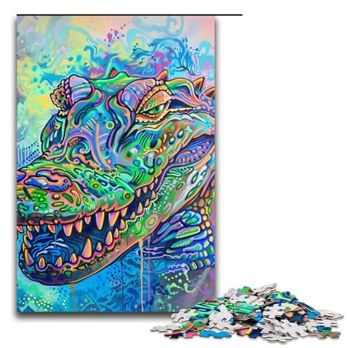 Puzzle für Erwachsene Krokodil 1000teiliges Holzpuzzle für Erwachsene und Kinder ab 12 Jahren 1000 Teile (75 x 50 cm) von ouynngjing