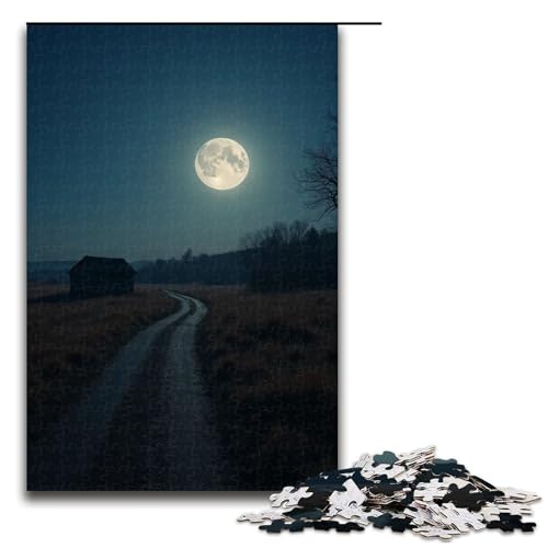 Puzzle für Erwachsene Landschaft unter dem Mond 1000-teiliges Holzpuzzle für Familienspiele 1000 Teile (75 x 50 cm) von ouynngjing