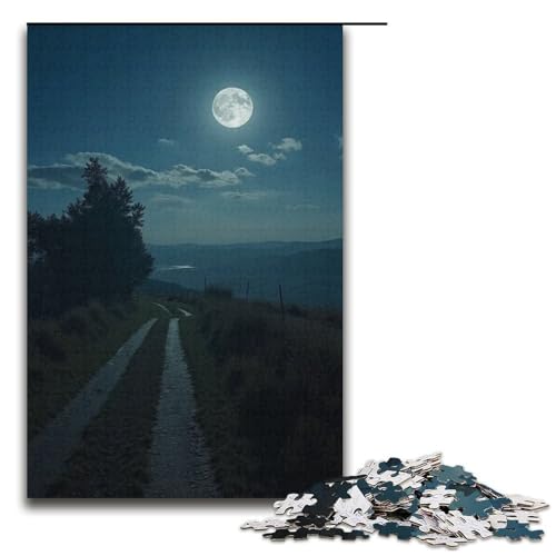Puzzle für Erwachsene Landschaft unter dem Mond 1000-teiliges Holzpuzzle für Kinder ab 12 Jahren Heimdekoration 1000 Teile (38 x 26 cm) von ouynngjing