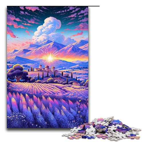Puzzle für Erwachsene Lavendelfelder in der Provence Frankreich 1000teiliges Holzpuzzle für Kinder ab 12 Jahren Lernspielzeug 1000 Teile (75 x 50 cm) von ouynngjing