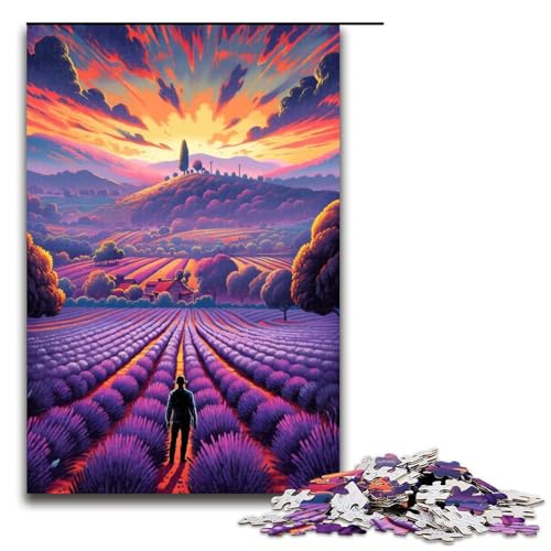 Puzzle für Erwachsene Lavendelfelder in der Provence Frankreich 1000teiliges Holzpuzzle für Kinder ab 12 Jahren Lernspielzeug 1000 Teile (75 x 50 cm) von ouynngjing
