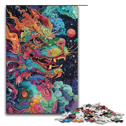 Puzzle für Erwachsene Löwentanz 1000 Teile Holzpuzzle für Kinder ab 12 Jahren Heimdekoration 1000 Teile (75 x 50 cm) von ouynngjing
