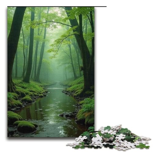 Puzzle für Erwachsene Moss Well Silence 1000-teiliges Holzpuzzle für Kinder ab 12 Jahren Lernspielzeug 1000 Teile (38 x 26 cm) von ouynngjing