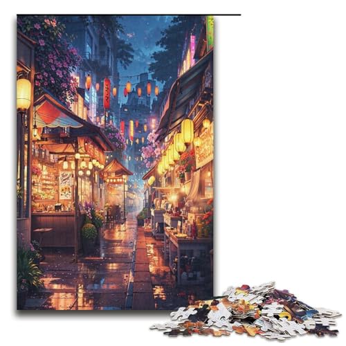Puzzle für Erwachsene Nachtmarkt 1000 Teile Holzpuzzle für Erwachsene und Kinder ab 12 Jahren Lernspielzeug 1000 Teile (38 x 26 cm) von ouynngjing