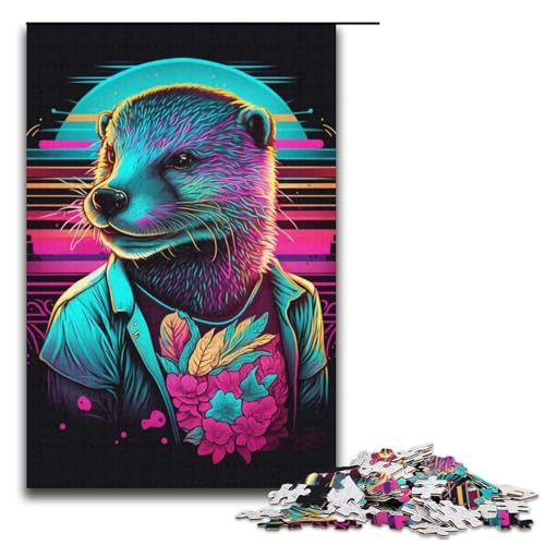 Puzzle für Erwachsene Neon Animals1 1000teiliges Holzpuzzle für Kinder ab 12 Jahren Heimdekoration 1000 PCS (38 x 26 cm) von ouynngjing