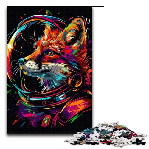 Puzzle für Erwachsene NeonAstronautenfuchs 1000teiliges Holzpuzzle für Kinder ab 12 Jahren Heimdekoration 1000 Teile (75 x 50 cm) von ouynngjing