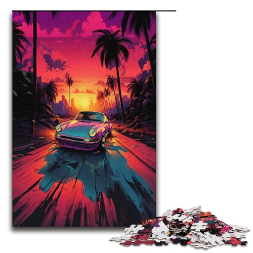 Puzzle für Erwachsene NeonSportwagen 1000 Teile Holzpuzzle für Kinder ab 12 Jahren Heimdekoration 1000 Teile (38 x 26 cm) von ouynngjing