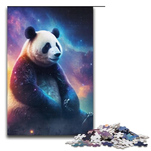 Puzzle für Erwachsene Panda in der Galaxie 1000 Teile Holzpuzzle für Erwachsene und Kinder ab 12 Jahren Lernspielzeug 1000 Teile (38 x 26 cm) von ouynngjing