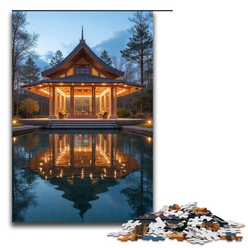 Puzzle für Erwachsene Pavillons 1000 Teile Holzpuzzle für Kinder ab 12 Jahren Heimdekoration 1000 Teile (75 x 50 cm) von ouynngjing