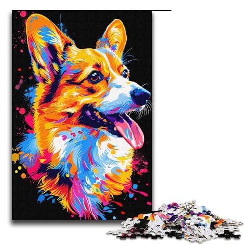 Puzzle für Erwachsene Pembroke Welsh Corgi Dog 1000 Teile Holzpuzzle für Kinder ab 12 Jahren Lernspielzeug 1000 Teile (38 x 26 cm) von ouynngjing