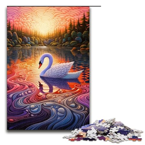 Puzzle für Erwachsene Psychedelic Art Swan 1000 Teile Puzzle tolles Geschenk geeignet für Teenager ab 14 Jahren 1000 Teile (75 x 50 cm) von ouynngjing