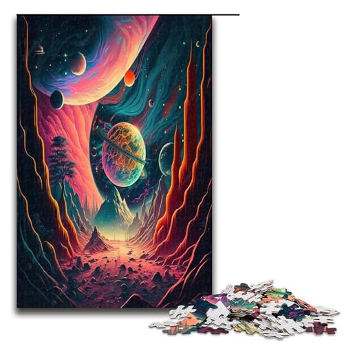 Puzzle für Erwachsene Psychedelic Space 1000 teiliges Holzpuzzle für Familienspiele 1000 Teile (75 x 50 cm) von ouynngjing