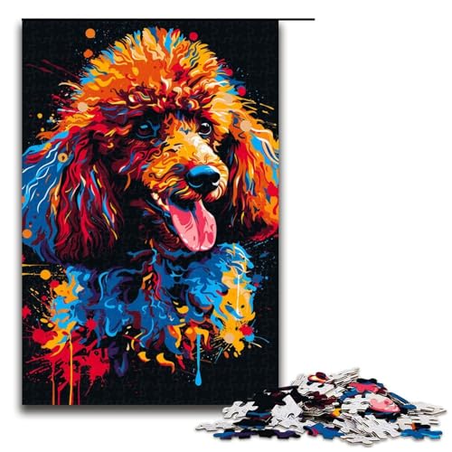 Puzzle für Erwachsene Pudel DJ Neon 1000 Teile Holzpuzzle für Kinder ab 12 Jahren anspruchsvolles Spiel 1000 Teile (75 x 50 cm) von ouynngjing