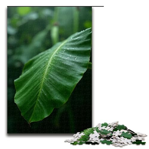 Puzzle für Erwachsene Regen auf Bananenblättern 1000-teiliges Holzpuzzle für Familienspiele 1000 Teile (75 x 50 cm) von ouynngjing
