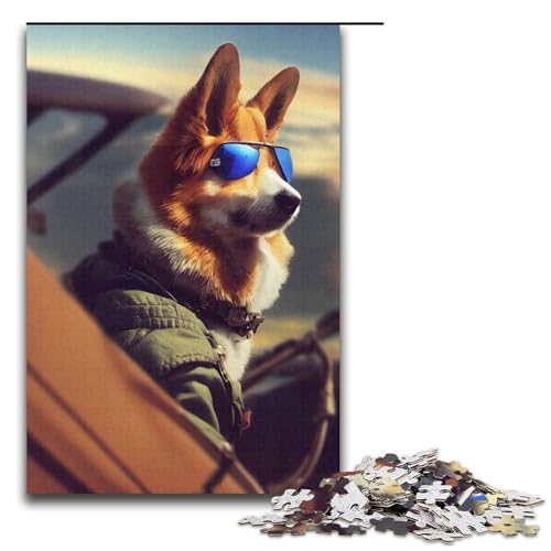Puzzle für Erwachsene Rufzeichen Corgi 1000 teiliges Holzpuzzle für Kinder ab 12 Jahren Lernspielzeug 1000 Teile (38 x 26 cm) von ouynngjing