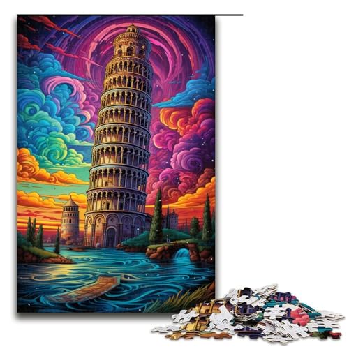 Puzzle für Erwachsene Schiefer Turm von Pisa Italien 1000teiliges Holzpuzzle für Kinder ab 12 Jahren Lernspielzeug 1000 Teile (75 x 50 cm) von ouynngjing