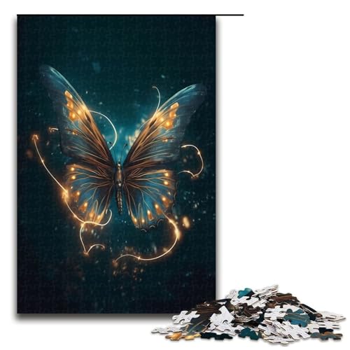 Puzzle für Erwachsene Schmetterlingsbeleuchtung 1000 Teile Holzpuzzle für Erwachsene und Kinder ab 12 Jahren Lernspielzeug 1000 Teile (75 x 50 cm) von ouynngjing