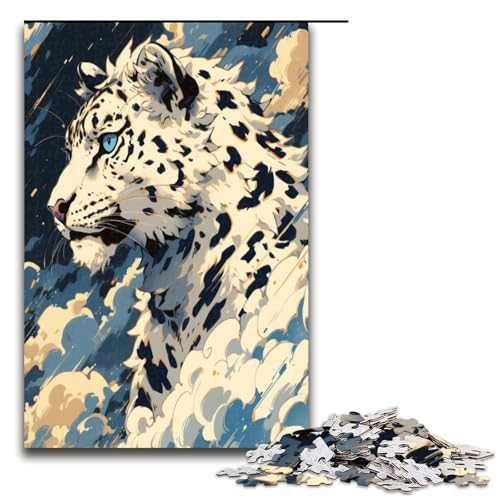 Puzzle für Erwachsene Schneeleopard 1000 teiliges Holzpuzzle für Familienspiele 1000 Teile (75 x 50 cm) von ouynngjing