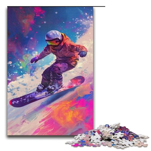 Puzzle für Erwachsene Snowboard 1000 Teile Holzpuzzle für Kinder ab 12 Jahren Lernspielzeug 1000 Teile (38 x 26 cm) von ouynngjing
