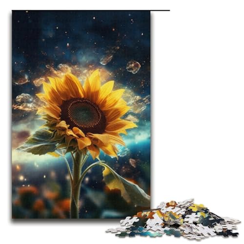 Puzzle für Erwachsene Sonnenblumenstern 1000 Teile Holzpuzzle für Erwachsene und Kinder ab 12 Jahren Lernspielzeug 1000 Teile (38 x 26 cm) von ouynngjing