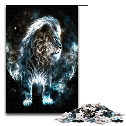 Puzzle für Erwachsene Spectral Lion 1000 Teile Holzpuzzle für Kinder ab 12 Jahren anspruchsvolles Spiel 1000 Teile (75 x 50 cm) von ouynngjing