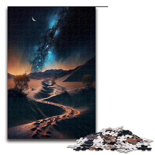 Puzzle für Erwachsene Sternennacht Wüste 1000 teiliges Holzpuzzle für Familienspiele 1000 Teile (75 x 50 cm) von ouynngjing