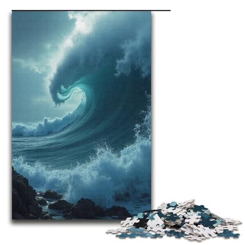 Puzzle für Erwachsene Taifun 1000-teiliges Holzpuzzle für Kinder ab 12 Jahren Lernspielzeug 1000 Teile (38 x 26 cm) von ouynngjing