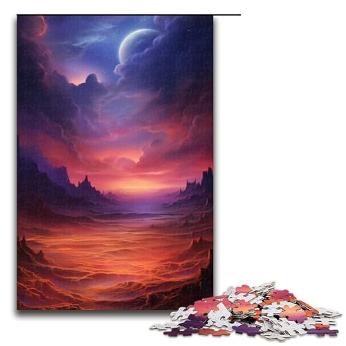Puzzle für Erwachsene Wüstennacht 1000teiliges Holzpuzzle für Kinder ab 12 Jahren Heimdekoration 1000 Teile (75 x 50 cm) von ouynngjing