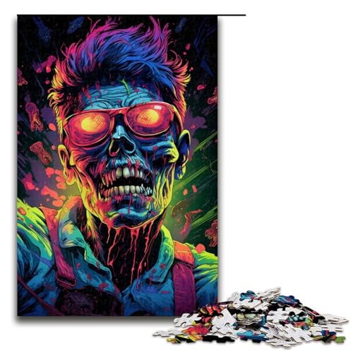Puzzle für Erwachsene Wütender Zombie 1000teiliges Holzpuzzle für Kinder ab 12 Jahren Heimdekoration 1000 Teile (75 x 50 cm) von ouynngjing