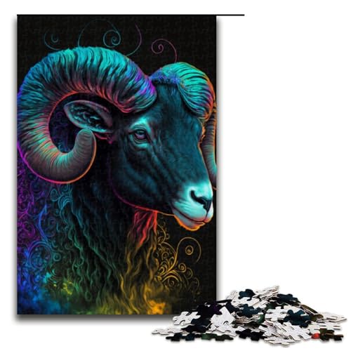 Puzzle für Erwachsene Ziegen 1000 teiliges Holzpuzzle für Kinder ab 12 Jahren Lernspielzeug 1000 Teile (75 x 50 cm) von ouynngjing
